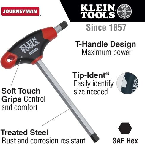 Klein Tools JTH610E T-Handle Hex Key Set, SAE Inch Sizes Allen Wrench Set with 6-Inch Blades, Stand Included, 10-Piece in Saudi Arabia