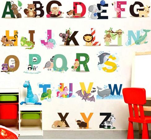 ملصقات حائط من الفينيل ABC من Finduat، ملصقات جدارية من الفينيل قابلة للإزالة لغرفة المنزل وغرفة الأطفال وغرفة النوم وغرفة المعيشة in Kuwait