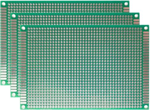 لوحة PCB نموذجية خضراء مزدوجة الجوانب، 3 قطع لوحة PCB مزدوجة الجوانب، (0.79 × 3.15 بوصة) لوحة دوائر مطبوعة عالمية للاستخدام بنفسك (8 سم × 12 سم - 3 قطع) in Saudi Arabia
