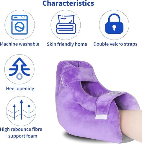 Velvet Heel Protector for Pressure Sores,Foot Pillow for Elderly/Bedridden Patients to Relief Heel Pain from Ulcers/Bedsore(Purple-Pack of 1) in Kuwait