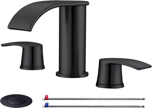 Ultimate Unicorn Waterfall Bathroom Sink Faucet Brushed Nickel, Two Handles Bathroom Faucet with Metal Pop up Sink Drain Stopper in Saudi Arabia