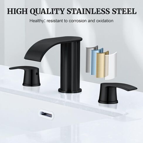 Ultimate Unicorn Waterfall Bathroom Sink Faucet Brushed Nickel, Two Handles Bathroom Faucet with Metal Pop up Sink Drain Stopper in Saudi Arabia