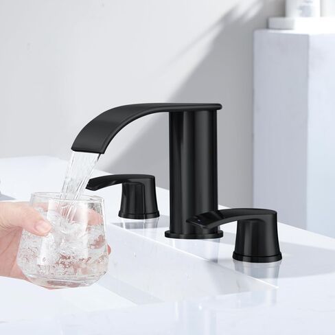 Ultimate Unicorn Waterfall Bathroom Sink Faucet Brushed Nickel, Two Handles Bathroom Faucet with Metal Pop up Sink Drain Stopper in Saudi Arabia