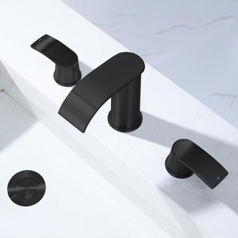 Ultimate Unicorn Waterfall Bathroom Sink Faucet Brushed Nickel, Two Handles Bathroom Faucet with Metal Pop up Sink Drain Stopper in Saudi Arabia