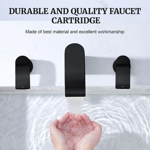 Ultimate Unicorn Waterfall Bathroom Sink Faucet Brushed Nickel, Two Handles Bathroom Faucet with Metal Pop up Sink Drain Stopper in Saudi Arabia