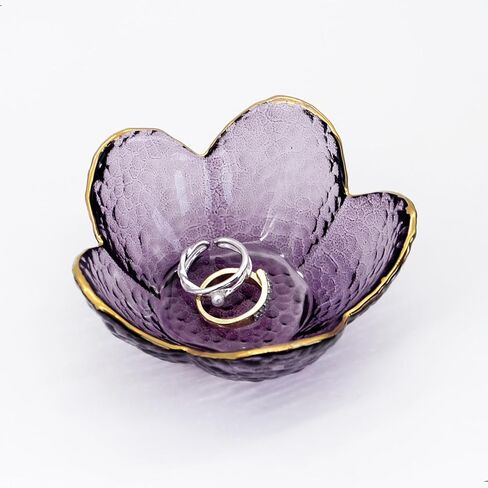 Green Flower Ring Dish Jewelry Tray, Small Glass Trinket Tray for Rings Earrings, Gift for Wife Mom Daughter Women in Saudi Arabia