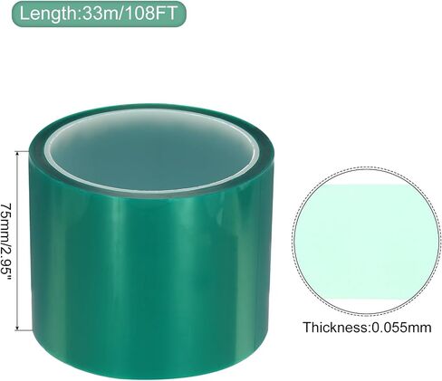 MECCANIXITY Resin Tape Silicone Adhesive Tape High Temperature Resistance Easy Peeling Polyester for Epoxy Resin,River Tables,Craft,Remove Residue 2.95 Inch Wide 108FT Long(Green),Pack of 1 in Kuwait