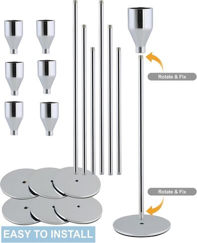 Candlestick Holders Silver Set of 6 - Modern Decorative Candle Holders - Tapered Metal Candle Holder - Centerpiece for Weddings, Celebrations, and Home Decor in Saudi Arabia