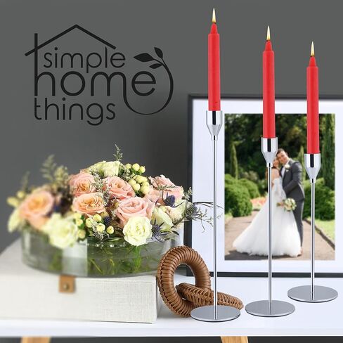 Candlestick Holders Silver Set of 6 - Modern Decorative Candle Holders - Tapered Metal Candle Holder - Centerpiece for Weddings, Celebrations, and Home Decor in Saudi Arabia