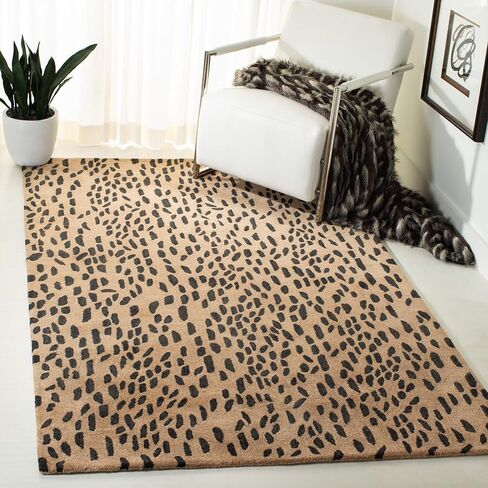 SAFAVIEH Soho Collection Area Rug - 4' Square, Beige & Brown, Handmade Wool, Ideal for High Traffic Areas in Living Room, Bedroom (SOH721A) in Saudi Arabia