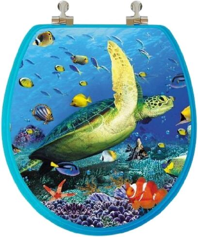 6TS3R1900CP 805-1 3D Ocean Series Round Toilet Seat with Metal Hinges, Sea Turtle in Saudi Arabia