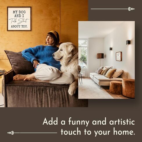 Wall Things Co. My Dog and I Talk Sh*t About You Sign, Rustic Funny Living Room Kitchen Bedroom Wall Art Hanging Pet Home Decor Modern Farmhouse, 10x10 Inch, Beige in Saudi Arabia