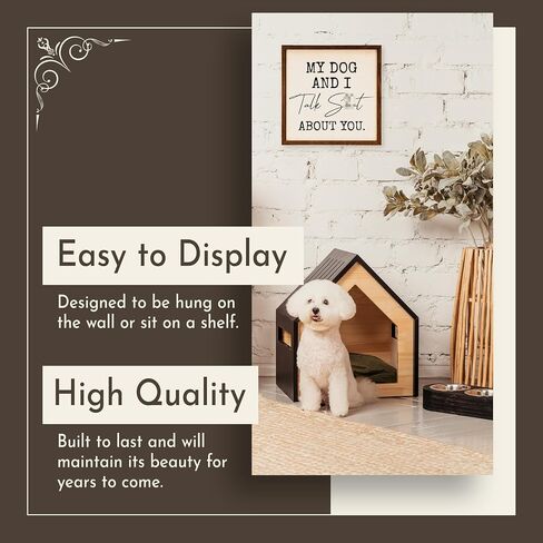 Wall Things Co. My Dog and I Talk Sh*t About You Sign, Rustic Funny Living Room Kitchen Bedroom Wall Art Hanging Pet Home Decor Modern Farmhouse, 10x10 Inch, Beige in Saudi Arabia