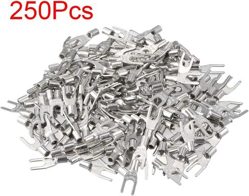 uxcell 250Pcs SNB1.25-3.2 Non-Insulated U-Type Copper Crimp Terminals AWG22-16 Wire Connector Silver Tone in Saudi Arabia