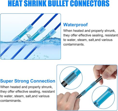 Linkstyle 600 قطعة من موصلات المؤخرة المنكمشة بالحرارة، 16-14 AWG موصلات أسلاك كهربائية من الدرجة البحرية الزرقاء، للقوارب والسيارات المنزلية الصناعية in Saudi Arabia