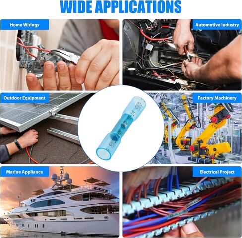 Linkstyle 600 قطعة من موصلات المؤخرة المنكمشة بالحرارة، 16-14 AWG موصلات أسلاك كهربائية من الدرجة البحرية الزرقاء، للقوارب والسيارات المنزلية الصناعية in Saudi Arabia