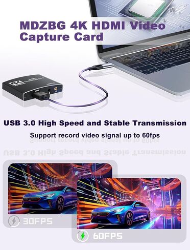 Capture Card, 4K 60FPS Video Capture Card USB 3.0 with Microphone 4K@60Hz HDMI Loop-Out Capture Cards for Nintendo Switch/Gaming/Live Streaming Xbox Series X/S, Work with PS4/5/PC/OBS/Camera/PC in Saudi Arabia