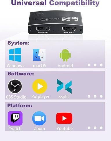 Capture Card, 4K 60FPS Video Capture Card USB 3.0 with Microphone 4K@60Hz HDMI Loop-Out Capture Cards for Nintendo Switch/Gaming/Live Streaming Xbox Series X/S, Work with PS4/5/PC/OBS/Camera/PC in Saudi Arabia