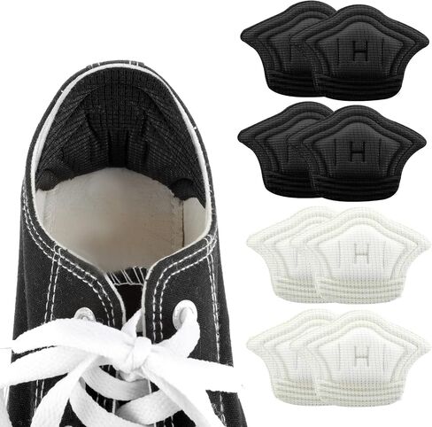 WLLHYF 4 Pairs Heel Pads Inserts Grips Liner for Loose Shoes Self-Adhesive Heel Back Protector Cushion Insoles for Women Men Shoes Too Big Anti Blister Rubbing Slipping, Thickness 10mm(Black+Apricot) in Saudi Arabia