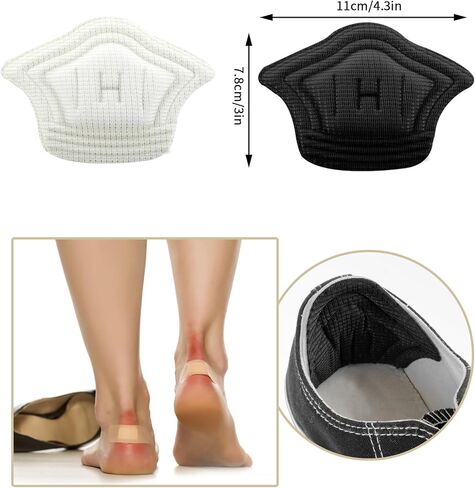WLLHYF 4 Pairs Heel Pads Inserts Grips Liner for Loose Shoes Self-Adhesive Heel Back Protector Cushion Insoles for Women Men Shoes Too Big Anti Blister Rubbing Slipping, Thickness 10mm(Black+Apricot) in Saudi Arabia