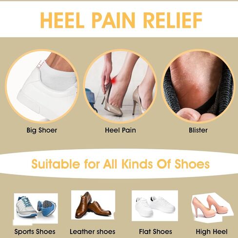 WLLHYF 4 Pairs Heel Pads Inserts Grips Liner for Loose Shoes Self-Adhesive Heel Back Protector Cushion Insoles for Women Men Shoes Too Big Anti Blister Rubbing Slipping, Thickness 10mm(Black+Apricot) in Saudi Arabia