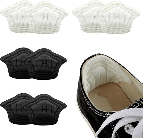 WLLHYF 4 Pairs Heel Pads Inserts Grips Liner for Loose Shoes Self-Adhesive Heel Back Protector Cushion Insoles for Women Men Shoes Too Big Anti Blister Rubbing Slipping, Thickness 10mm(Black+Apricot) in Saudi Arabia