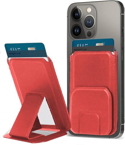 حامل محفظة مغناطيسي Mhvewi متوافق مع سلسلة iPhone 15/14/13/12 وحافظة Magsafe، تعديل الزاوية، تخزين 1-2 بطاقة، محفظة iPhone جلدية مغناطيسية، أسود in Kuwait