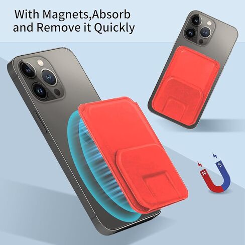 حامل محفظة مغناطيسي Mhvewi متوافق مع سلسلة iPhone 15/14/13/12 وحافظة Magsafe، تعديل الزاوية، تخزين 1-2 بطاقة، محفظة iPhone جلدية مغناطيسية، أسود in Kuwait