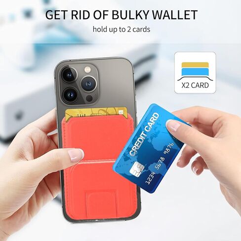 حامل محفظة مغناطيسي Mhvewi متوافق مع سلسلة iPhone 15/14/13/12 وحافظة Magsafe، تعديل الزاوية، تخزين 1-2 بطاقة، محفظة iPhone جلدية مغناطيسية، أسود in Kuwait