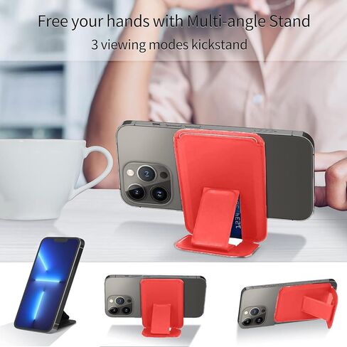 حامل محفظة مغناطيسي Mhvewi متوافق مع سلسلة iPhone 15/14/13/12 وحافظة Magsafe، تعديل الزاوية، تخزين 1-2 بطاقة، محفظة iPhone جلدية مغناطيسية، أسود in Kuwait