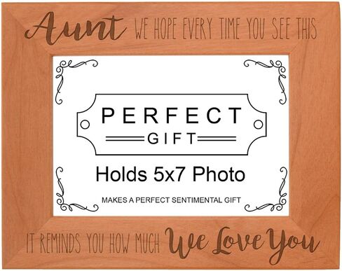 Inspirational Aunt Gifts For Women Aunt Every Time You See This Reminds How Much We Love You Wood Laser Engraved Landscape 5x7 Picture Frame in Kuwait