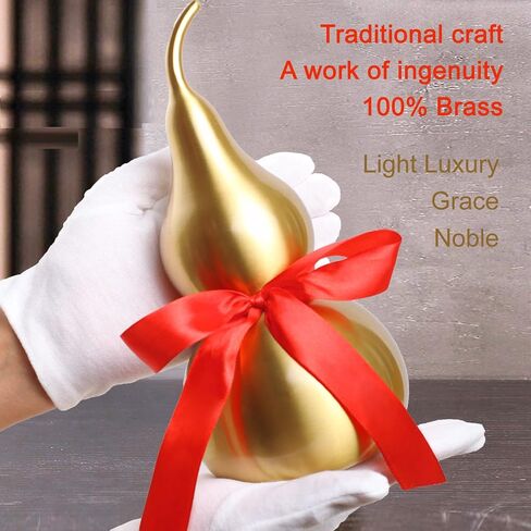 Feng Shui Chinese Brass Wu Lou Gourd,Treasure Statue Home Decoration Table Bookshelf Ornaments,Fortune Protection,Bring You Good Luck,Safty,Healthy,Success,9.84inch Tall,Full Brass in Saudi Arabia