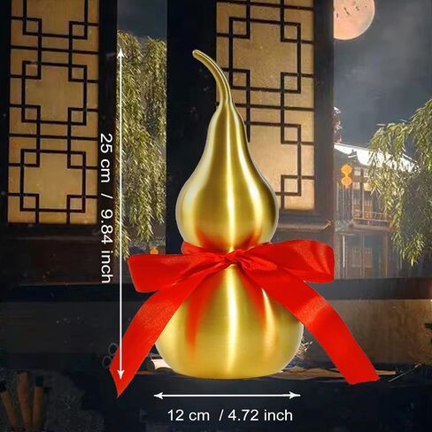 Feng Shui Chinese Brass Wu Lou Gourd,Treasure Statue Home Decoration Table Bookshelf Ornaments,Fortune Protection,Bring You Good Luck,Safty,Healthy,Success,9.84inch Tall,Full Brass in Saudi Arabia