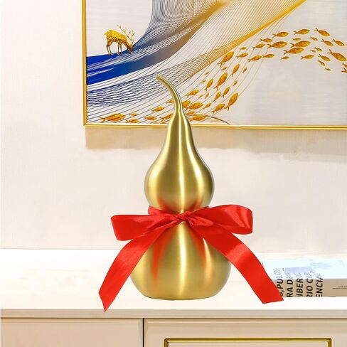Feng Shui Chinese Brass Wu Lou Gourd,Treasure Statue Home Decoration Table Bookshelf Ornaments,Fortune Protection,Bring You Good Luck,Safty,Healthy,Success,9.84inch Tall,Full Brass in Saudi Arabia