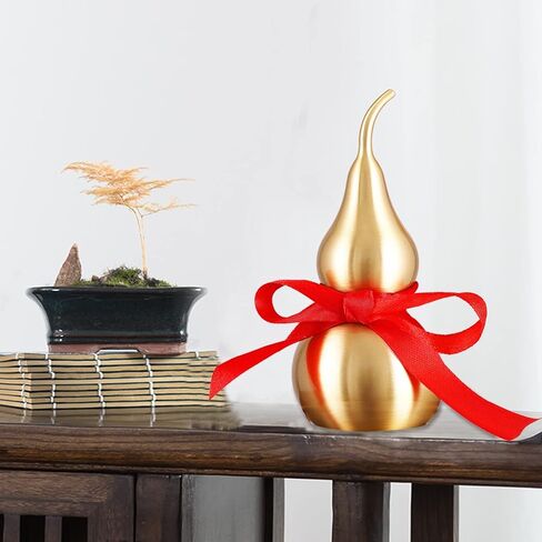 Feng Shui Chinese Brass Wu Lou Gourd,Treasure Statue Home Decoration Table Bookshelf Ornaments,Fortune Protection,Bring You Good Luck,Safty,Healthy,Success,9.84inch Tall,Full Brass in Saudi Arabia