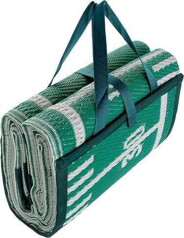 سجادة يدوية من Camco مقاس 5x6-1/2 بوصة مع حزام | مثالية للنزهات والشواطئ والرحلات والنزهات | مقاوم للطقس | طباعة ملعب كرة القدم (42819) in Kuwait