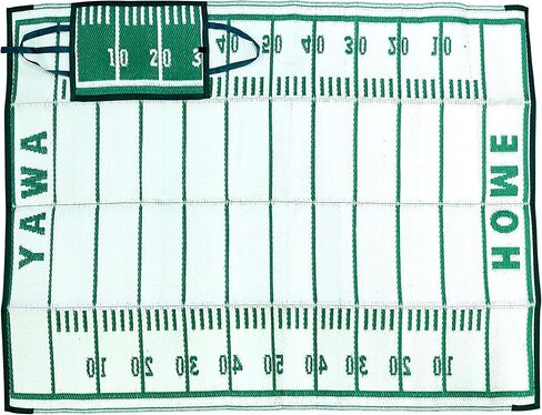 سجادة يدوية من Camco مقاس 5x6-1/2 بوصة مع حزام | مثالية للنزهات والشواطئ والرحلات والنزهات | مقاوم للطقس | طباعة ملعب كرة القدم (42819) in Kuwait