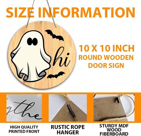 Happy Halloween Boo Spooky Rustic Wood Sign Welcome Wood Hanging Plaque Signs for Home Farmhouse Front Door Wall Decor Fall Indoor Outdoor Halloween Party Supplies 10 x 10 Inches in Saudi Arabia