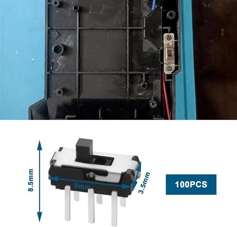 100PCS Slide Switches 6 Pin DC50V 0.3A Micro Slide Switch for DIY Electronics Projects 8.5x9x3.3mm 2 Positions, DPDT Panel Slide Switch DIY Built-in Switch Set in Saudi Arabia