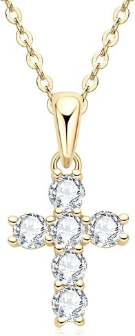 AINUOSHI Moissanite Cross Necklace, 925 Sterling Silver with 14K Gold Plating, Jewelry Box Packed… in Saudi Arabia