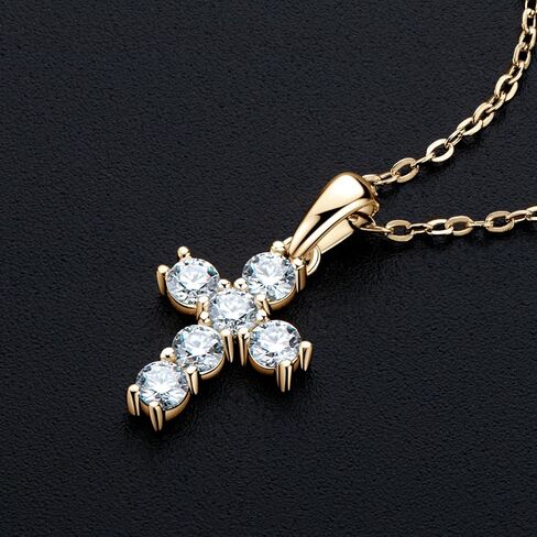 AINUOSHI Moissanite Cross Necklace, 925 Sterling Silver with 14K Gold Plating, Jewelry Box Packed… in Saudi Arabia