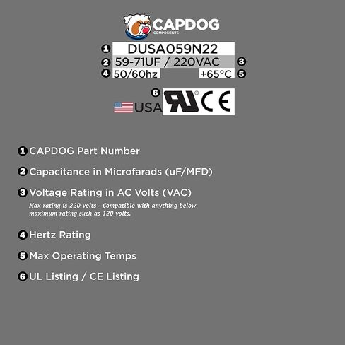 الولايات المتحدة الأمريكية صنع 59-71 MFD uF 220VAC مضخة محرك مكثف 275464105 متوافق مع فرانكلين 2801054915، 2824075015 CRC in Kuwait