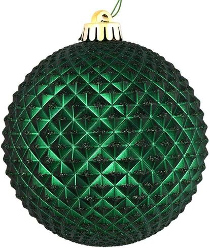 Vickerman 530559-4" Midnight Green Durian Glitter Ball Christmas Tree Ornament (6 pack) (N188574D) in Saudi Arabia