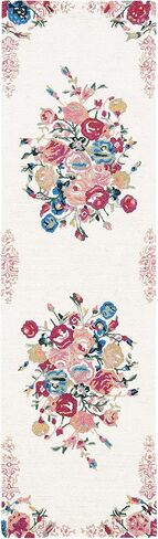 SAFAVIEH Blossom Collection Runner Rug - 2'3" x 8', Pink & Ivory, Handmade Wool, Ideal for High Traffic Areas in Living Room, Bedroom (BLM575U) in Saudi Arabia