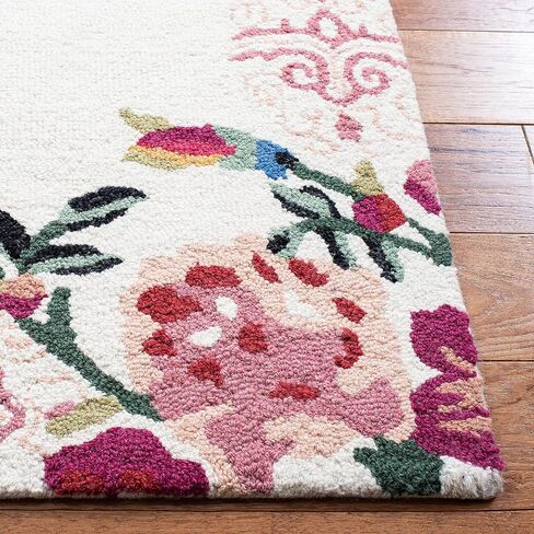 SAFAVIEH Blossom Collection Runner Rug - 2'3" x 8', Pink & Ivory, Handmade Wool, Ideal for High Traffic Areas in Living Room, Bedroom (BLM575U) in Saudi Arabia