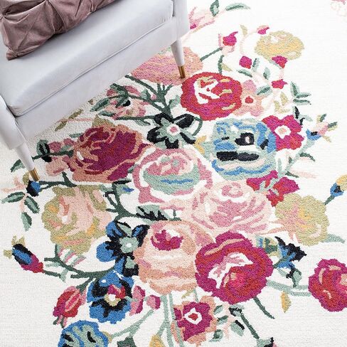 SAFAVIEH Blossom Collection Runner Rug - 2'3" x 8', Pink & Ivory, Handmade Wool, Ideal for High Traffic Areas in Living Room, Bedroom (BLM575U) in Saudi Arabia