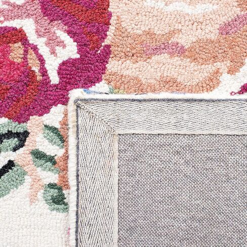 SAFAVIEH Blossom Collection Runner Rug - 2'3" x 8', Pink & Ivory, Handmade Wool, Ideal for High Traffic Areas in Living Room, Bedroom (BLM575U) in Saudi Arabia