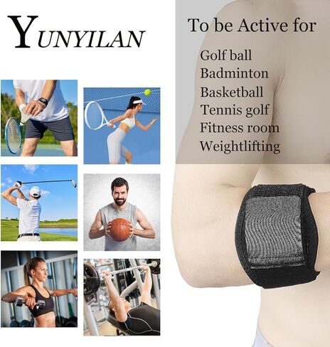 YUNYILAN دعامة مرفق التنس - حزام دعم الساعد قابل للتعديل مع وسادة ضغط جل لتخفيف آلام الكوع في التنس ولاعبي الجولف - الرجال والنساء in Kuwait