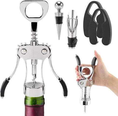 فتاحة زجاجات النبيذ، مفتاح الجناح، فتاحة النبيذ الفاخرة، مجموعة مزيل زجاجات النبيذ وفتاحة الفلين متعددة الوظائف للمطبخ المنزلي in Kuwait