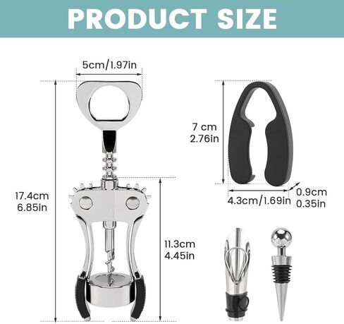 فتاحة زجاجات النبيذ، مفتاح الجناح، فتاحة النبيذ الفاخرة، مجموعة مزيل زجاجات النبيذ وفتاحة الفلين متعددة الوظائف للمطبخ المنزلي in Kuwait